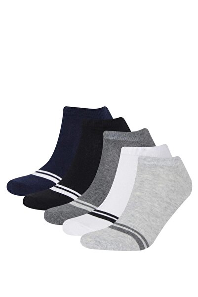 DeFacto D9973 Multi-Colored Men's 5-Piece Cotton Booties Socks