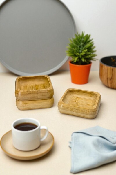 Kitchen Way طقم أوعية تقديم الوجبات الخفيفة مكون من 3 قطع مربعة من الخيزران K...