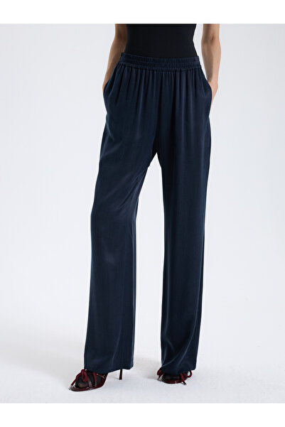 BAQA Navy Blue Elastic Loose Trousers