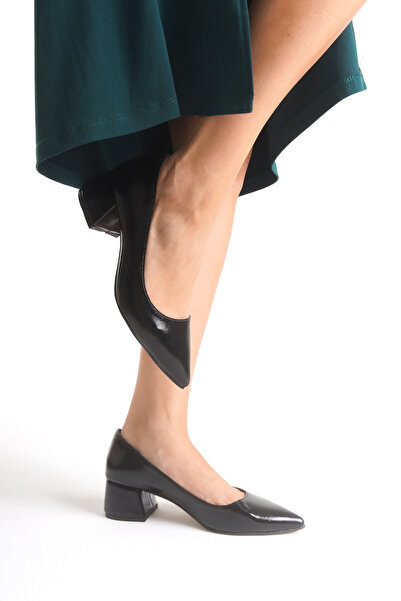 GULT Kadın Siyah Deri 5cm Stiletto