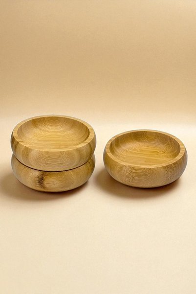 Kitchen Way Bamboo 3-Piece Round Snack Bowl Set Kw-964