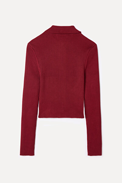 Mudo Polo Collar Zippered Knitting Cardigan