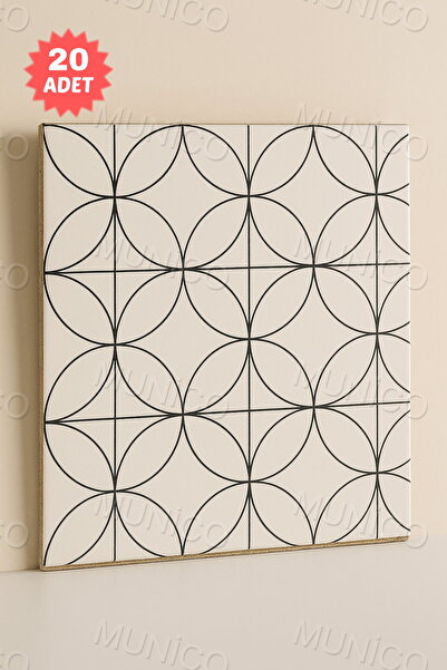 Munico 20PC 30x30 Cm Kendinden Yapışkanlı Geometrik 3D Şık Fayans Duvar Yapıştırma Duvar Kağıdı Deko