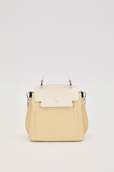 Levidor Yellow Pearl Strap Detailed Handbag