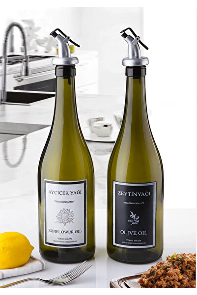 Yumuk Shop 2 Li Amber Series Glass Bottle for Olive Oil and Liquid Oil with Leak-Proof Lid