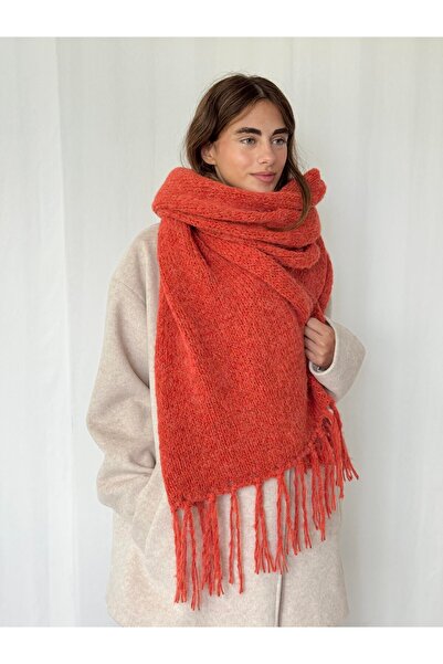 Retrobird Μεγάλου μεγέθους μαλακό πλεκτό κασκόλ Γυναικείο τούβλο