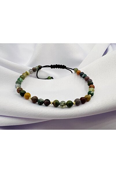 OEM Brățară cu Agate și 5 bilute din Aur 14k - Reglabila