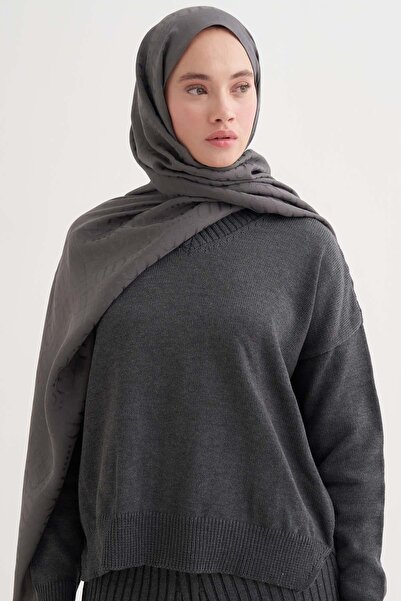 carell Luxe Desen Liora Cotton Shawl Anthracite