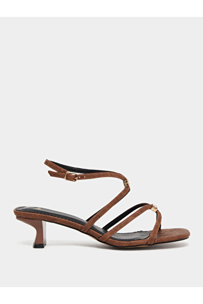 Styli Brown Metal Trim Accent Strappy Sandals