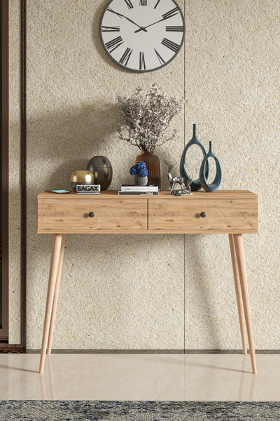 BAGAX 2 Kapaklı Ahşap Ayaklı Modern Dresuar