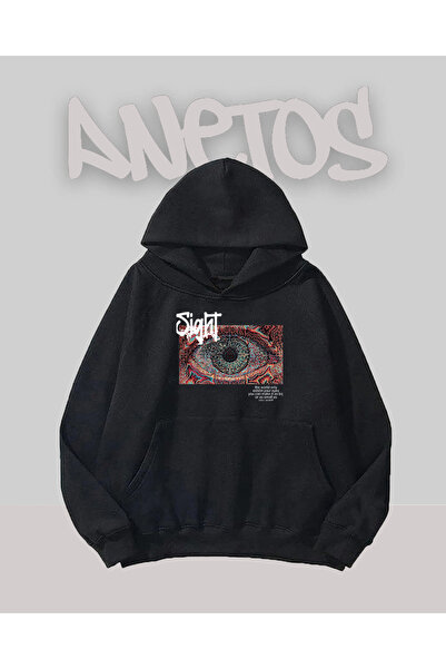 Anetos Μαύρο μπλουζάκι Sight Goz Design με τύπωμα