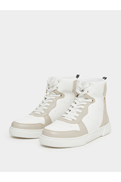 Styli Panelled High-Top Lace Up Sneakers