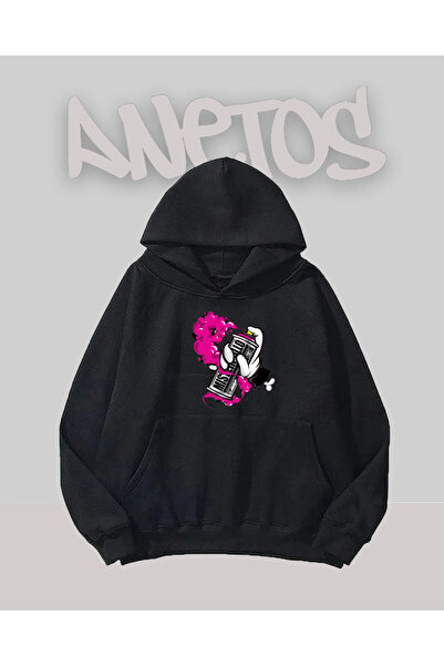 Anetos Μαύρο μπλουζάκι με σχέδιο γκράφιτι με τύπωμα