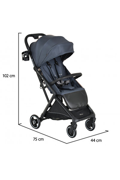Cangaroo Airwalk Gray Stone sports stroller, airplane cabin compatible, ultra-compact automatic folding, carrycot