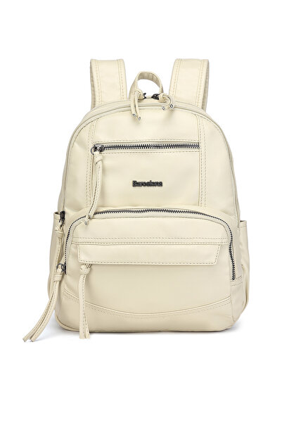 Hüvendo حقيبة ظهر نسائية متوسطة الحجم متعددة الجيوب من برشلونة 1871 بيج