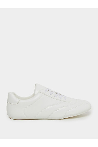 Styli Women White Lace Up Sneakers