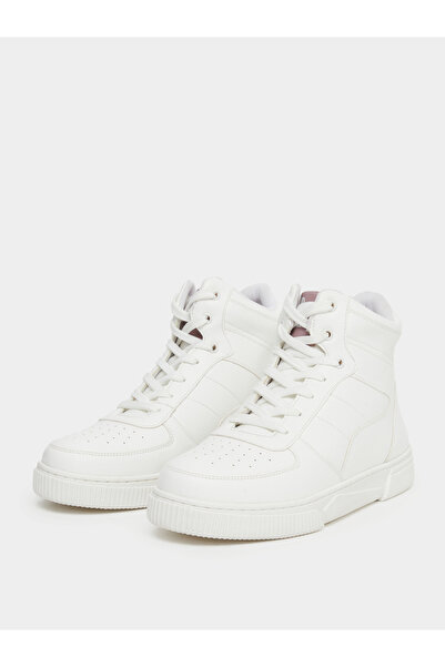 Styli White High-Top Lace Up Sneakers