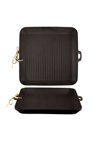 Maysternya Tava grill patrata din fonta 35x35xh4cm + burete sarma
