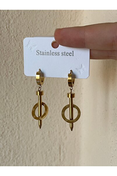 H&T acsessories أقراط مسمار ذهبية من الفولاذ المقاوم للصدأ عالي الجودة 316L