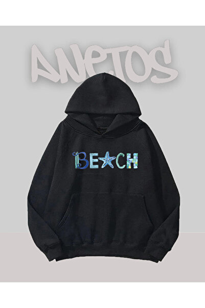Anetos سويت شيرت بتصميم الشاطئ باللون الأسود مطبوع من الأمام