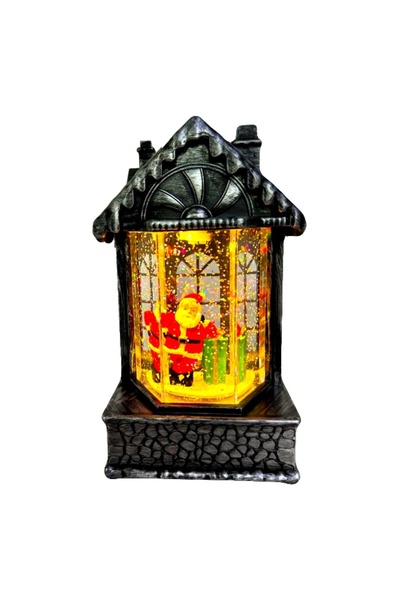 velve Ornament muzical Old Hut, tip casuta cu Mos Craciun, lumina LED si USB,...