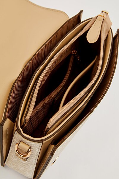 Levidor Cream Logo Monogram Pattern Handbag