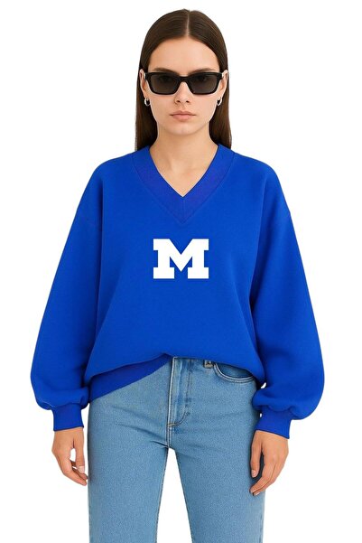 E-ROMA M ŠTAMPANA UNISEKS SWEATSHIRT SA V-IZREZOM