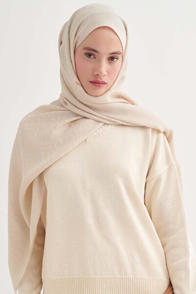 carell Luxe Desen Liora Cotton Shawl Beige