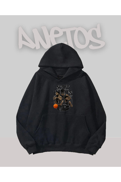 Anetos Scarry Design Black Front cu imprimeu Swea tricou