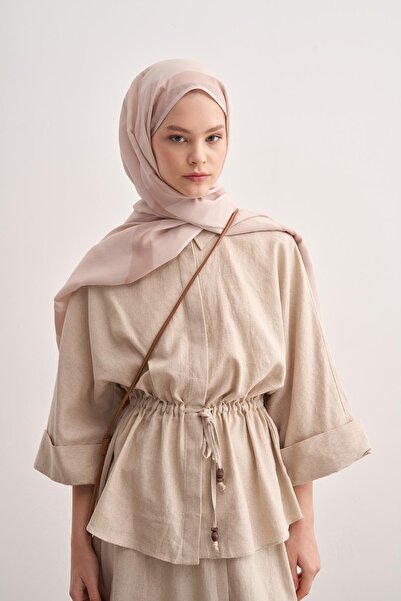 carell Linea Beige Monogram Floş Shawl