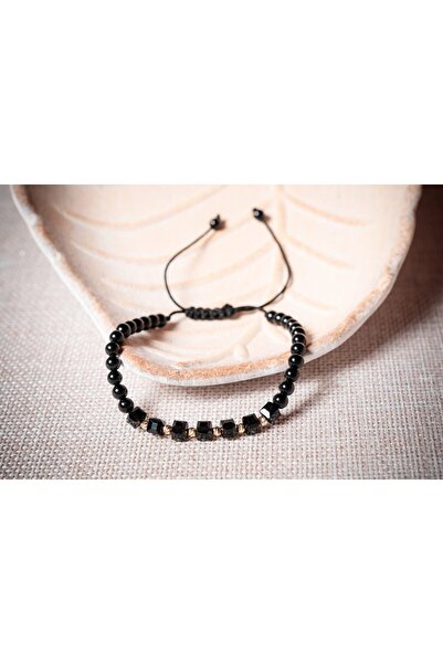 OEM Brățară cu cristale, onix și bilute din aur 14K - Reglabila