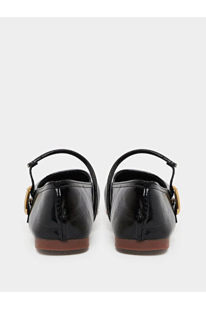 Take Two By Styli Black Buckle Strap Mary Jane Shoes