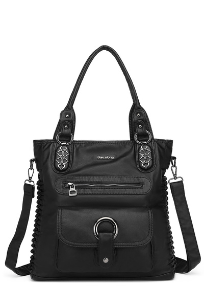 Hüvendo حقيبة كتف نسائية كبيرة ومتعددة الجيوب من برشلونة بحزام طويل 1822 بالل...