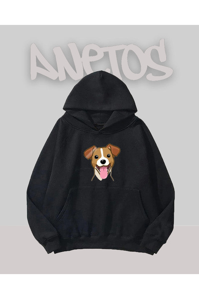 Anetos Dog Design Black Front cu imprimeu Swea tricou