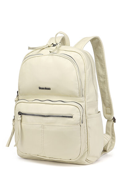 Hüvendo حقيبة ظهر نسائية متوسطة الحجم متعددة الجيوب من برشلونة 1872 بيج