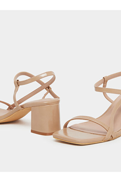 Styli Beige Block Heel Slingback Sandals