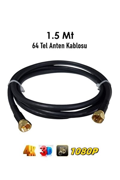 Vwin 1.5 Metre 64 Tel Rg6/U4 Hazır Gold Uçlu Uydu Çanak Anten Kablosu “Hazır ...
