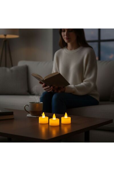 love ince 3 ADET Led Mum Tealight Mini Dumansız Pilli Alevli Dekoratif Yapay ...