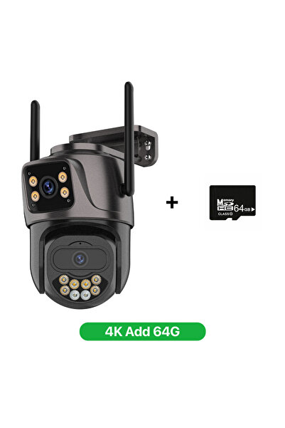 Choice UK Plug 4K Add 64G 6K 9MP HD IP Camera Outdoor Three-Lens External WiFi Camera 4K/2K Dual Screen Sec