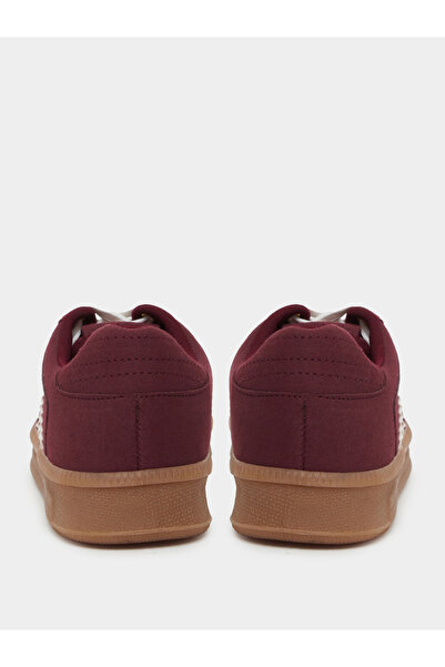 Styli Burgundy Striped Lace Up Sneakers