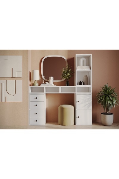 Nettrends Geniş Depolama Alanlı Çok Fonksiyonlu Dresuar, Konsol ve Makyaj Masası