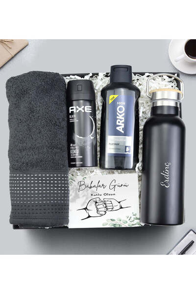 Trendmiya Termos Matara & Havlu & Tıraş Kolonyası & Axe Deodorant Hediye Seti