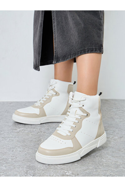 Styli Panelled High-Top Lace Up Sneakers