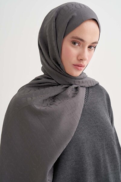 carell Luxe Desen Liora Cotton Shawl Anthracite