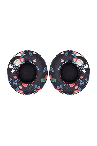 PadForce Pernițe pentru căști Beats Solo 3, Solo 2 Wireless, supraauriculare - negre cu flori vintage, din piele