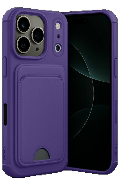 OEM غطاء سيليكون لهاتف ابل ايفون 17 برو مع بطاقة كيلفن - بنفسجي غامق - (5796) - VOANFD7078-3049