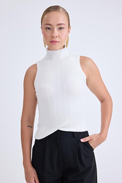 Vitrin Блузка з високим коміром, в'язаний візерунок, без рукавів