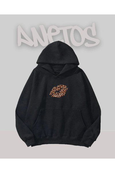 Anetos Cıta Opucuk Design Black Front Printed Sweatshirt