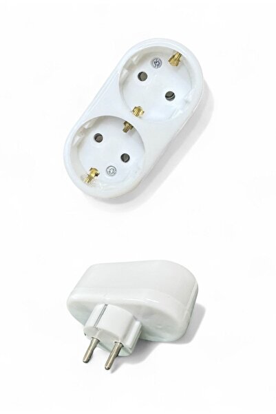 Axe Tools Çiftli Priz Adaptör – 2’li Elektrik Fiş Çoğaltıcı, Beyaz