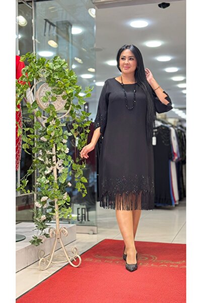 live forever Büyük Beden Siyah Abiye Elbise – Truvakar Kol Şık Gece ve Davet Elbisesi